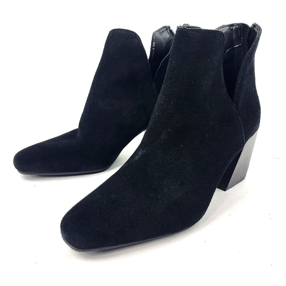 Blondo Stasia Black Suede Waterproof Back Heeled Ankle Boots Back Zip Size 9.5M